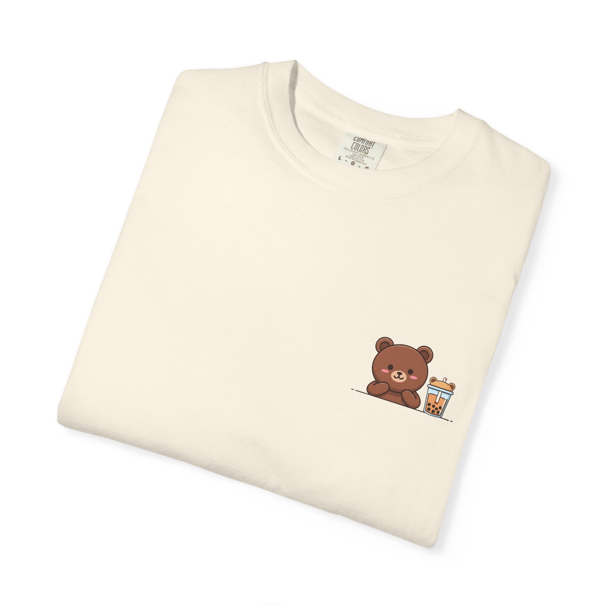 Comfort Colors® Cute Bear Bubble Tea T-Shirt, Kawaii Style Tee, Unisex Shirt, Adorable Animal Top, Garment-Dyed Tee