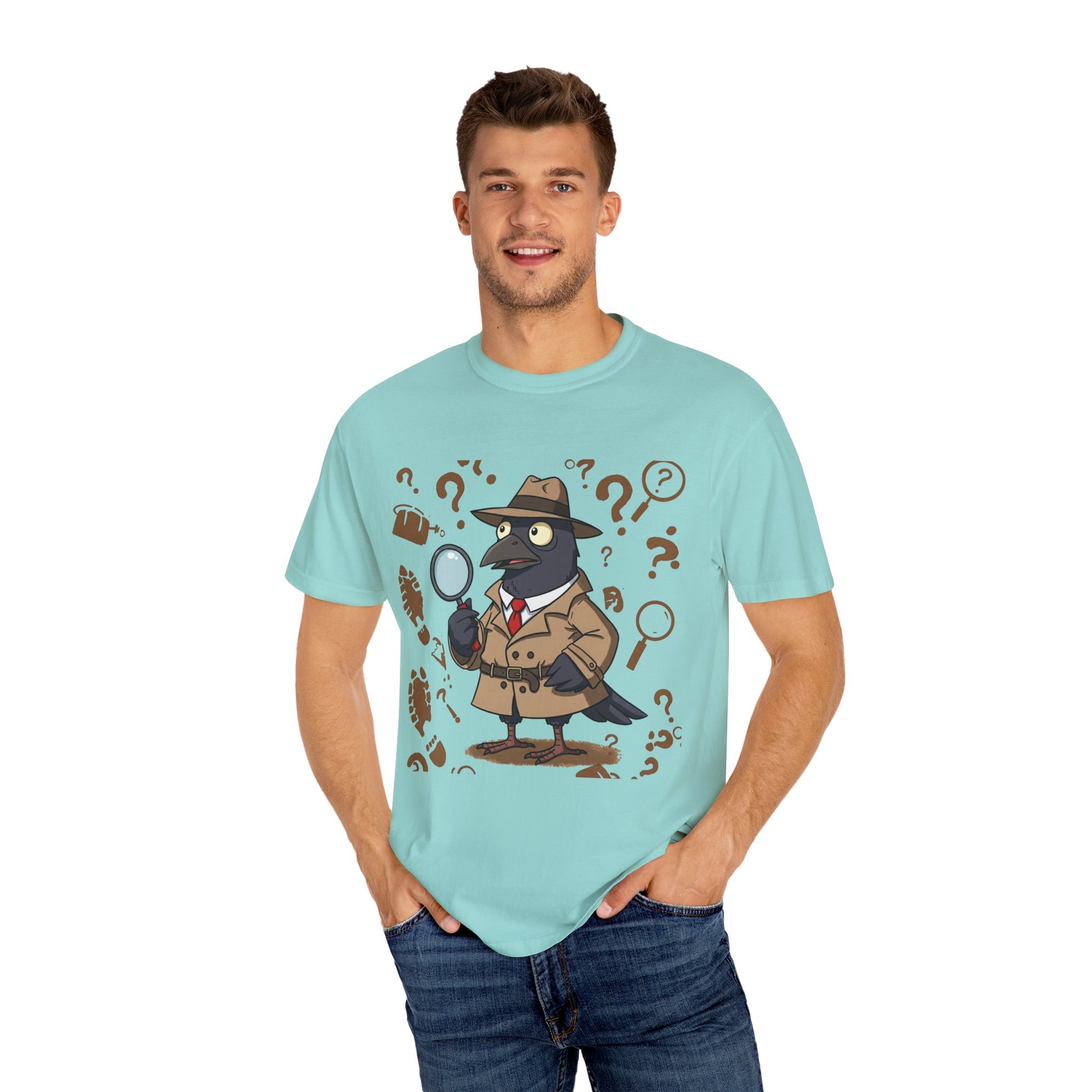Detective Crow Unisex T-shirt, Crows Graphic Tee, Bird Shirt, Funny Crow T-shirt, Crow Lover Gift, Crow Birdwatcher Tee