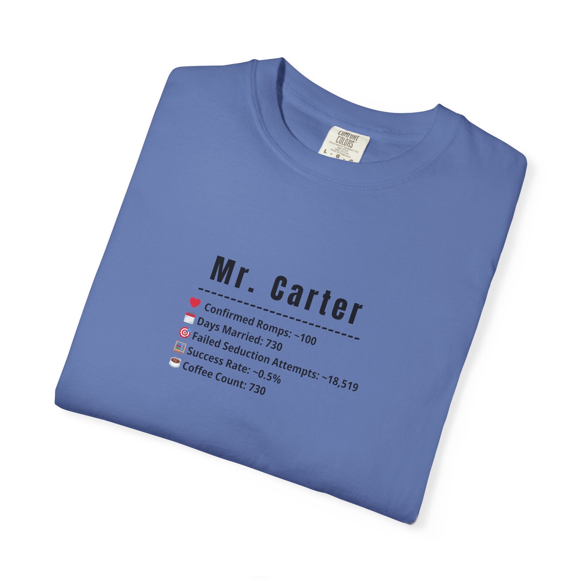 Comfort Colors® Shirt, Custom Mr. Marriage Stats T-Shirt, Personalized Couple Tee, Unisex Garment-Dyed Tee, Marriage Stats Humor Shirt