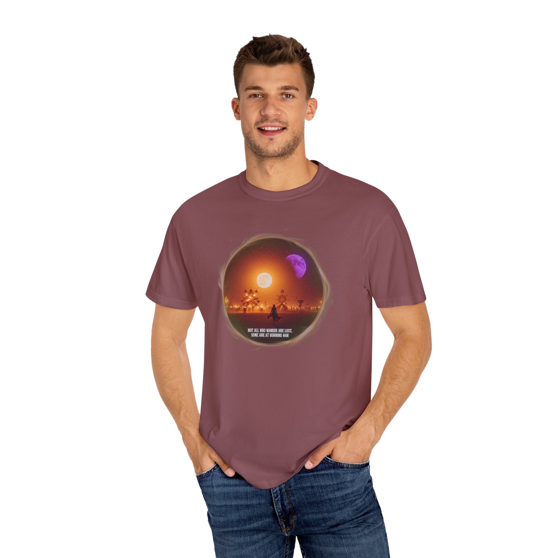 Burning Man 2025 Unisex Garment-Dyed T-shirt, Festival Wanderer Gift Shirt, Gift for Him or Her, Adventure Tee, Wanderlust Apparel