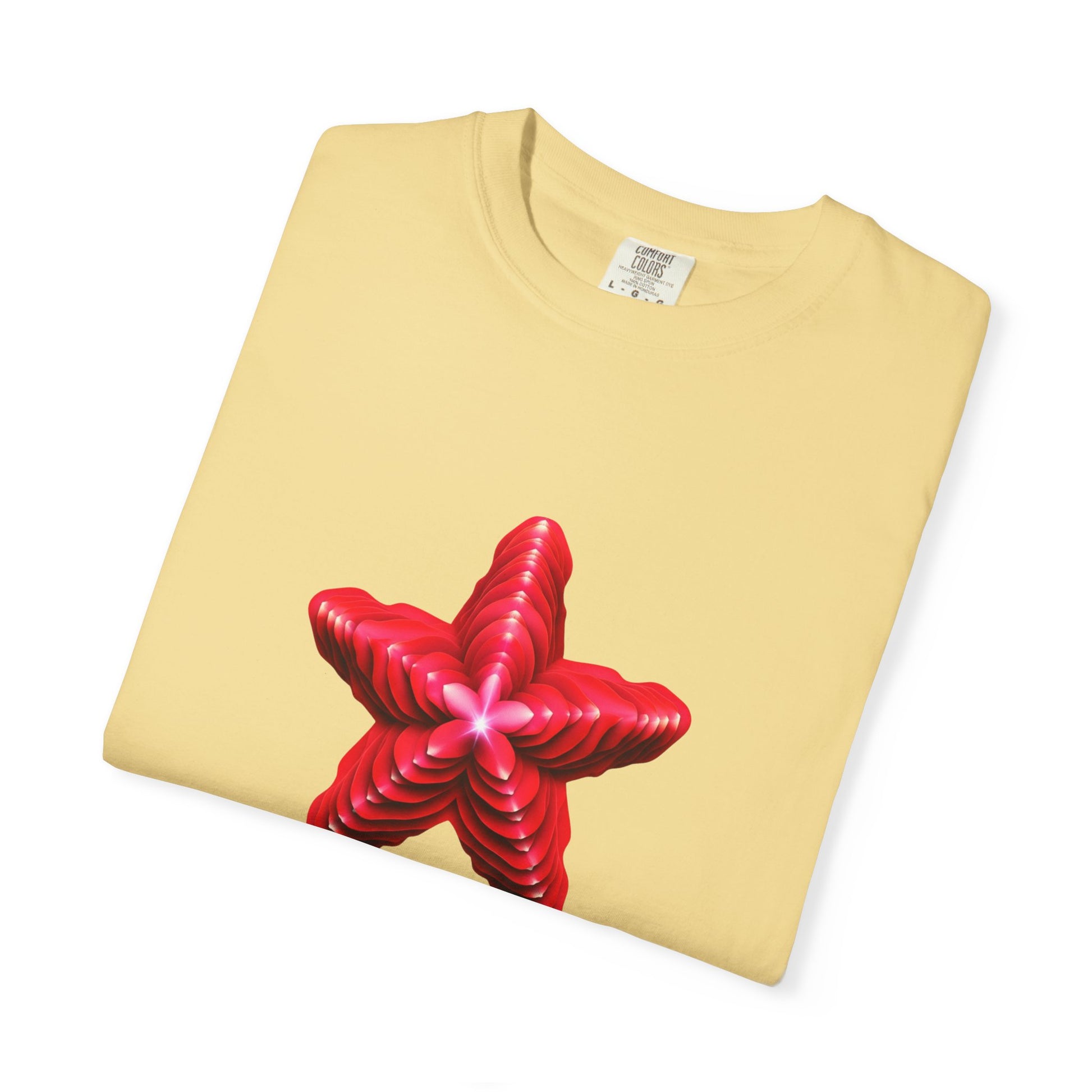 Comfort Colors® Red Star Flower T-shirt - Bold Artistic Graphic Tee, Red Star Tee, Flower Graphic Shirt, Bold Artistic Tee, Unique Pattern