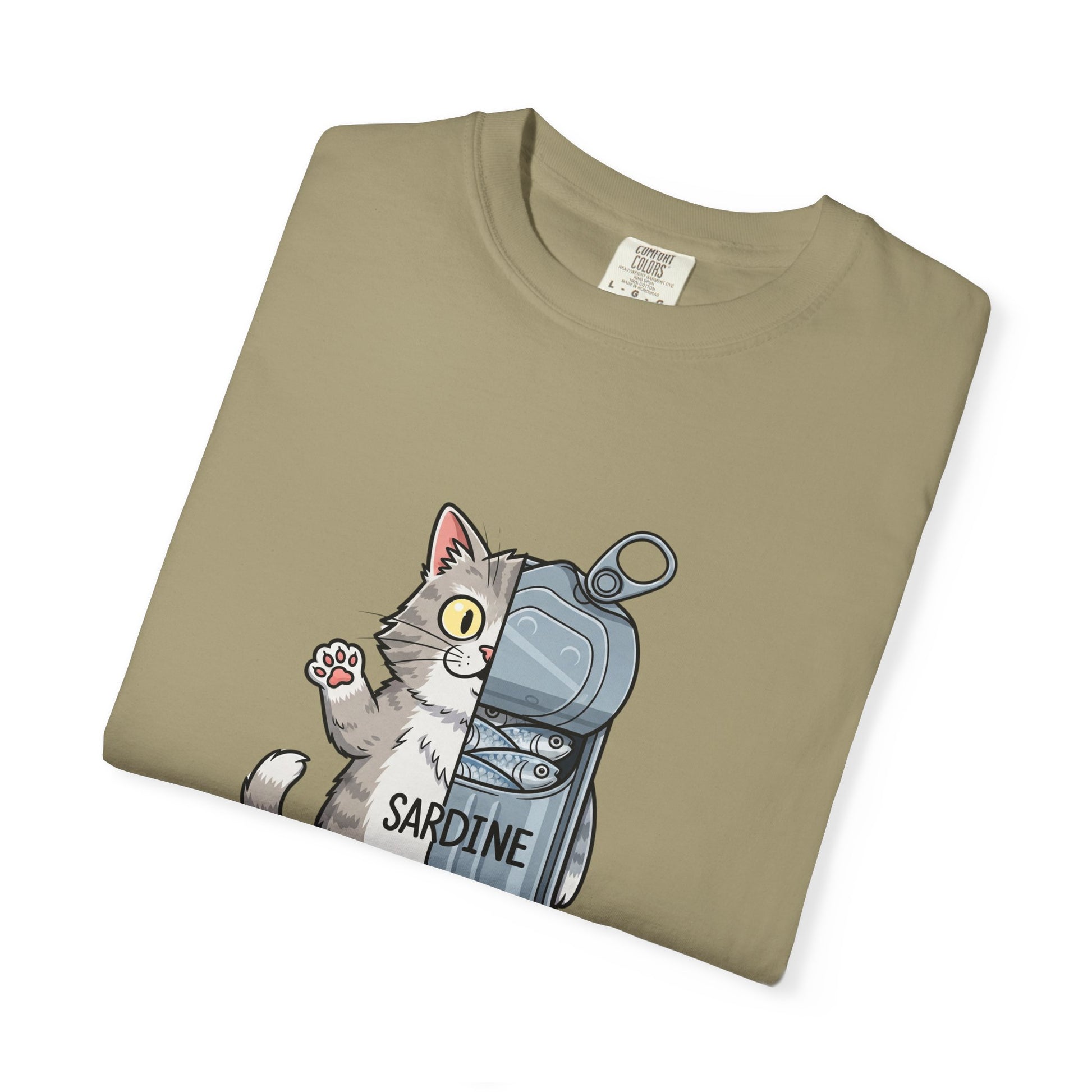 Comfort Colors® Sardine Cat Unisex T-Shirt - Funny Kitten Graphic Tee, Cat Lover Gift, Pet Lover Tee, Cat Themed Gift, Cute Cat Shirt