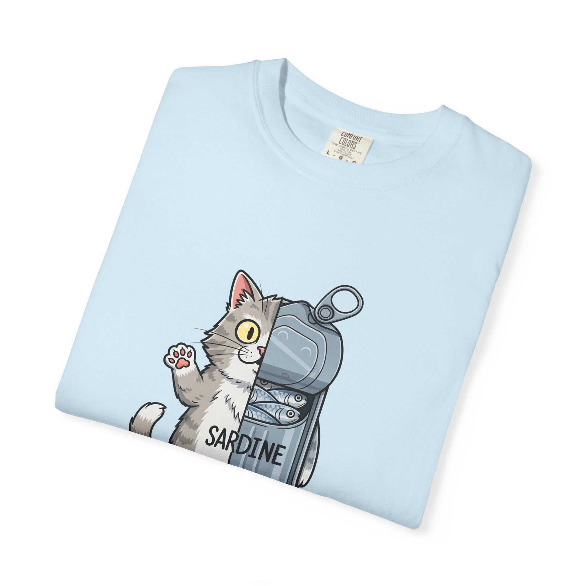 Comfort Colors® Sardine Cat Unisex T-Shirt - Funny Kitten Graphic Tee, Cat Lover Gift, Pet Lover Tee, Cat Themed Gift, Cute Cat Shirt