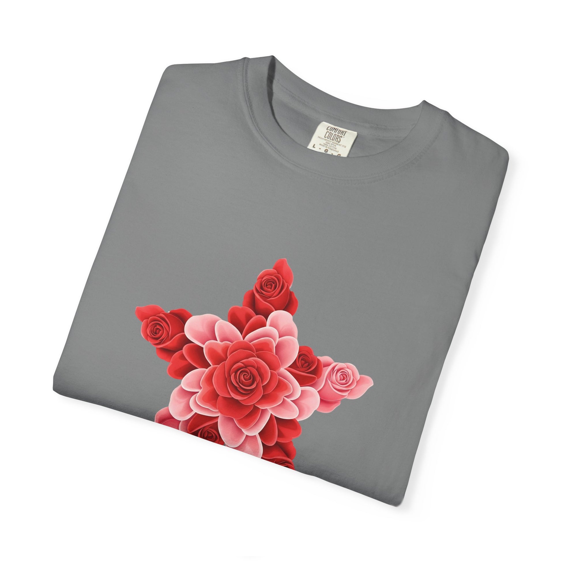 Comfort Colors Rose Star T-Shirt - Romantic Floral Graphic Tee, Rose Shirt Gift, Valentine's Day Tee, Nature Inspired Top, Love Themed
