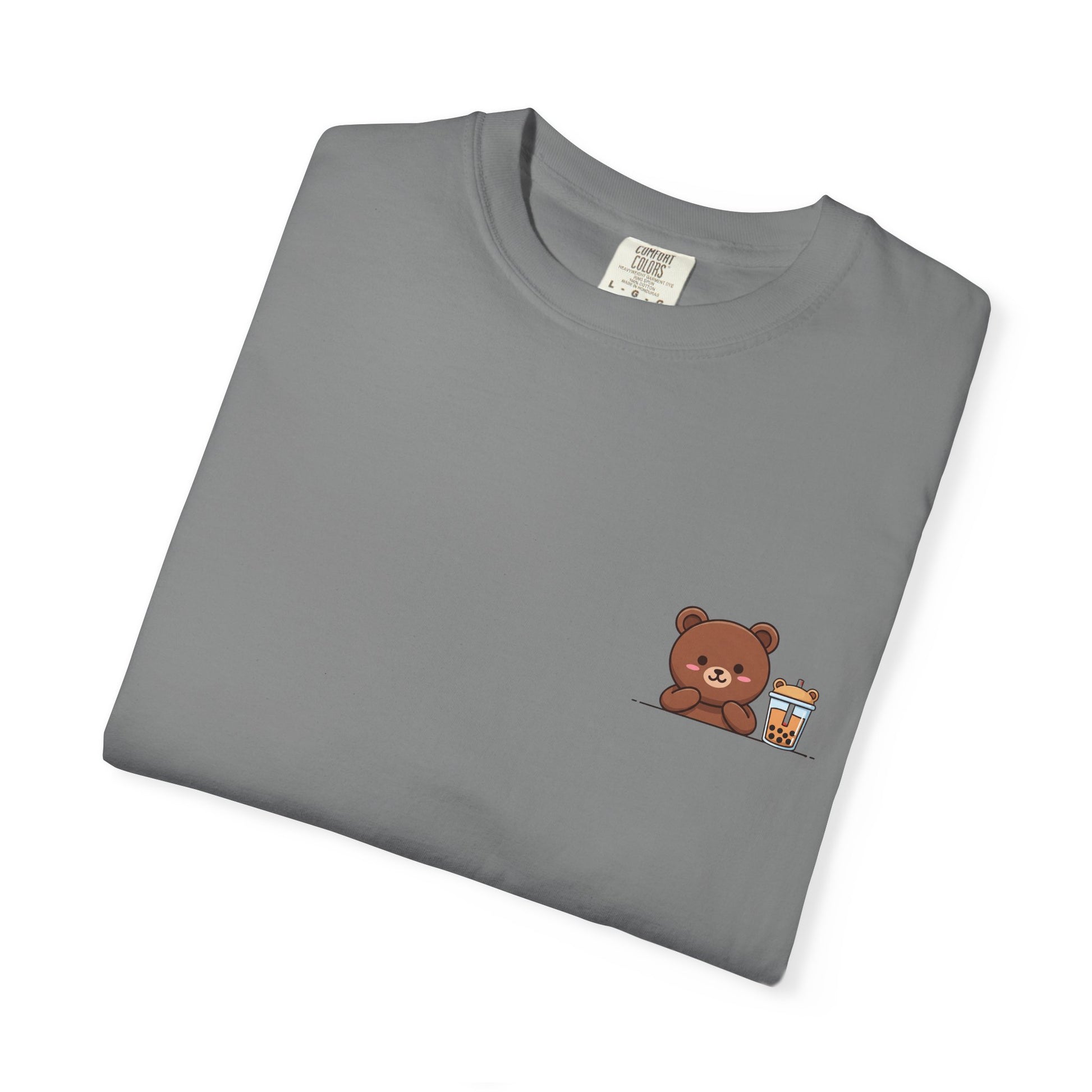 Comfort Colors® Cute Bear Bubble Tea T-Shirt, Kawaii Style Tee, Unisex Shirt, Adorable Animal Top, Garment-Dyed Tee