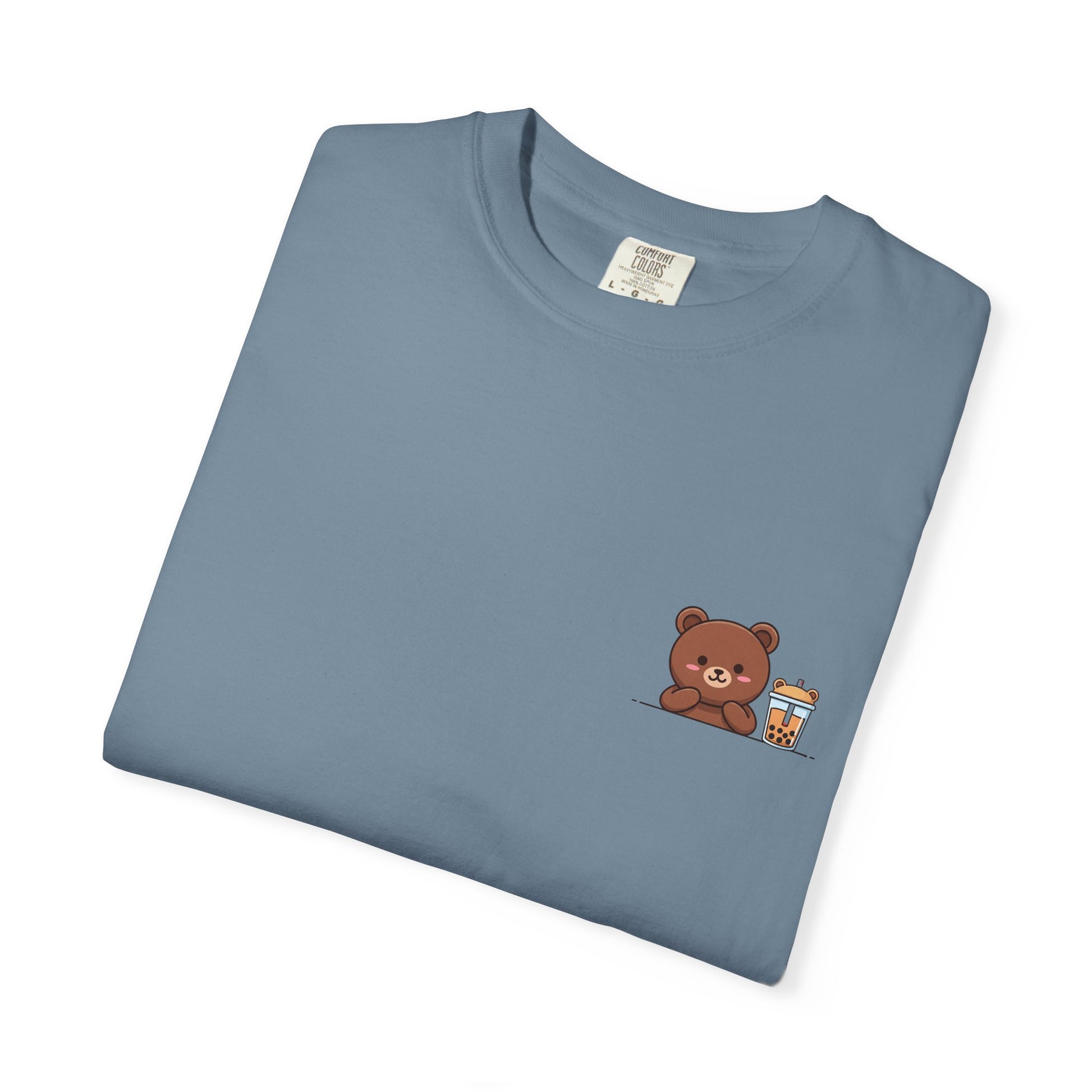 Comfort Colors® Cute Bear Bubble Tea T-Shirt, Kawaii Style Tee, Unisex Shirt, Adorable Animal Top, Garment-Dyed Tee