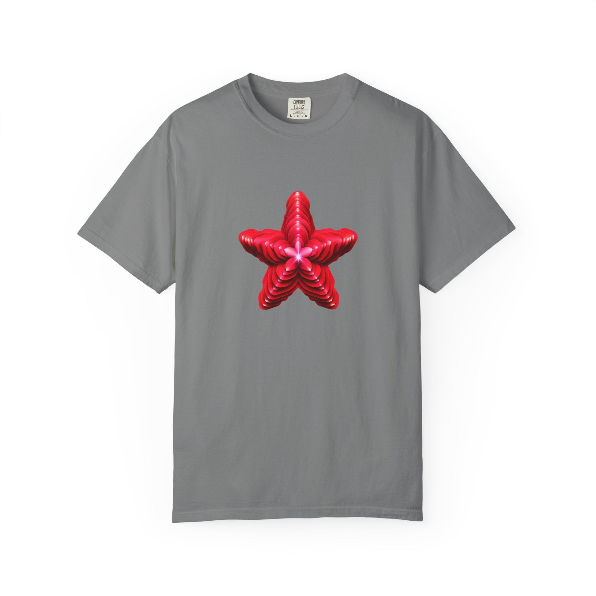 Comfort Colors® Red Star Flower T-shirt - Bold Artistic Graphic Tee, Red Star Tee, Flower Graphic Shirt, Bold Artistic Tee, Unique Pattern