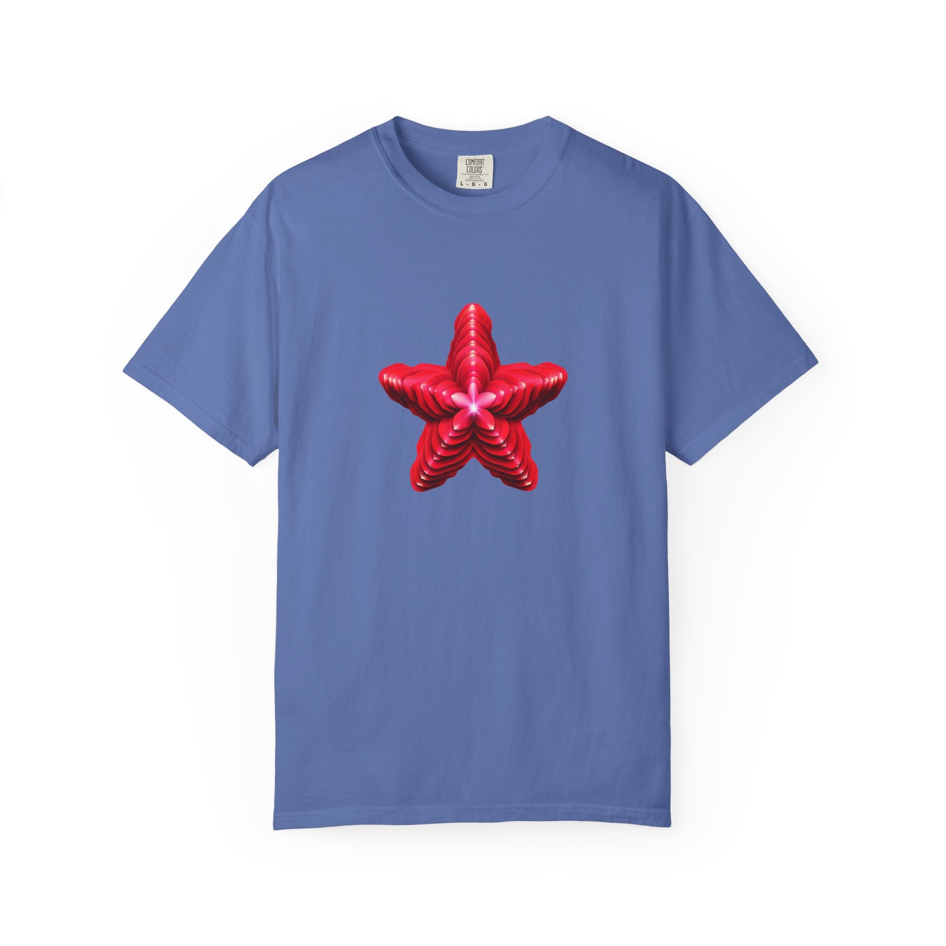 Comfort Colors® Red Star Flower T-shirt - Bold Artistic Graphic Tee, Red Star Tee, Flower Graphic Shirt, Bold Artistic Tee, Unique Pattern