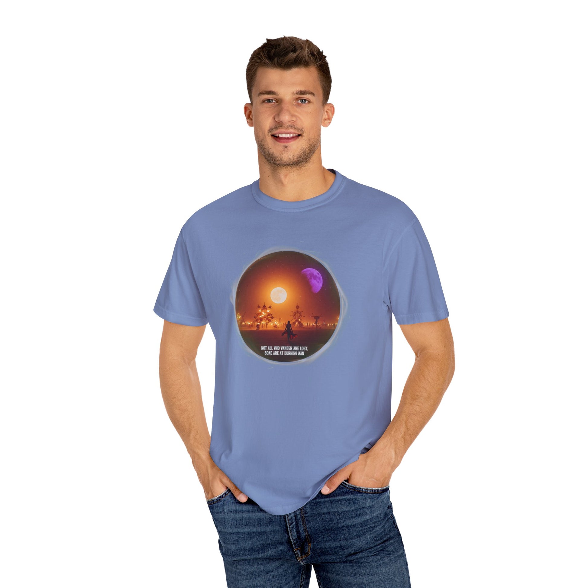 Burning Man 2025 Unisex Garment-Dyed T-shirt, Festival Wanderer Gift Shirt, Gift for Him or Her, Adventure Tee, Wanderlust Apparel