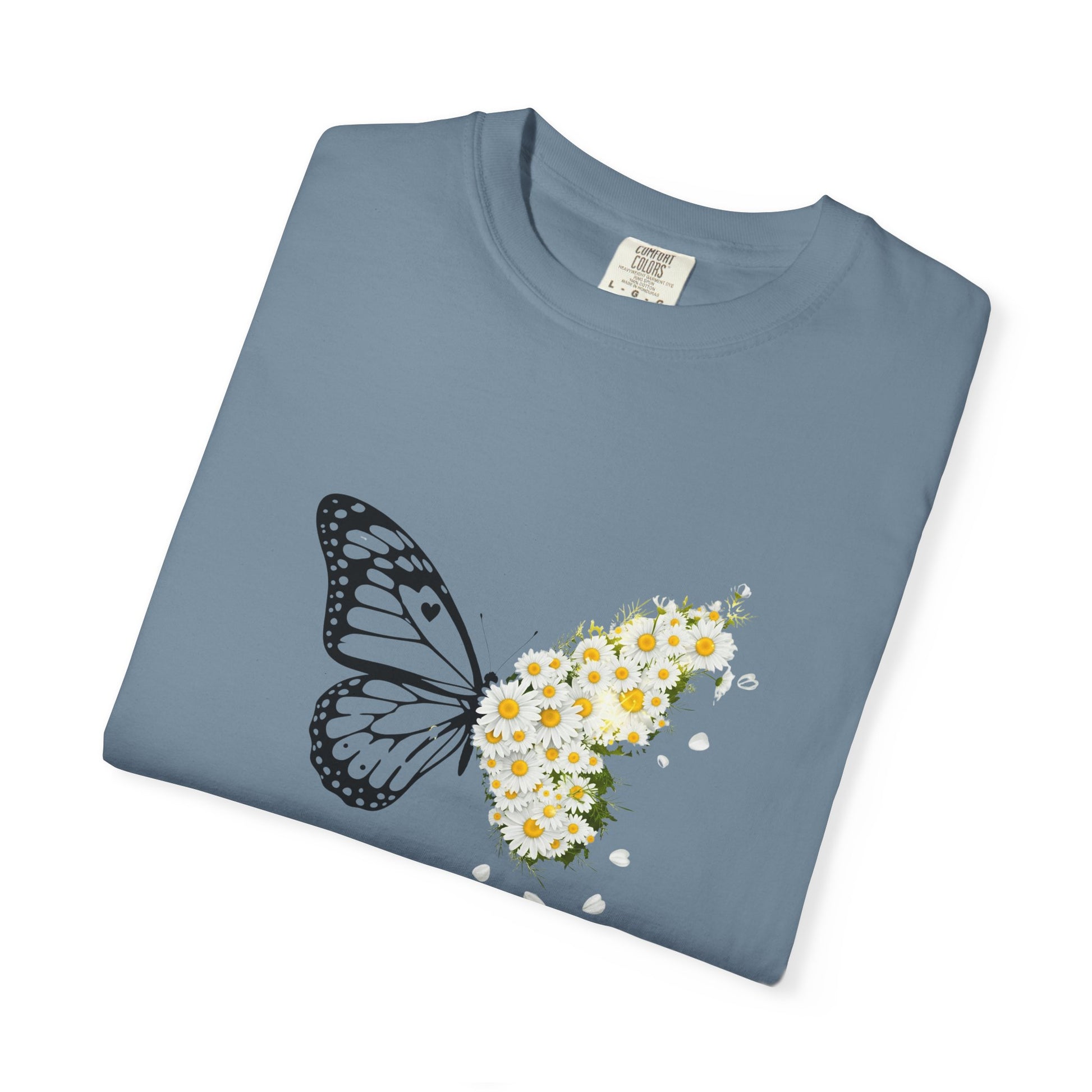 Comfort Colors® Butterfly Daisy T-shirt - Nature Floral Graphic Tee, Unisex Tee, Gift for Nature Lover, Whimsical Floral Shirt