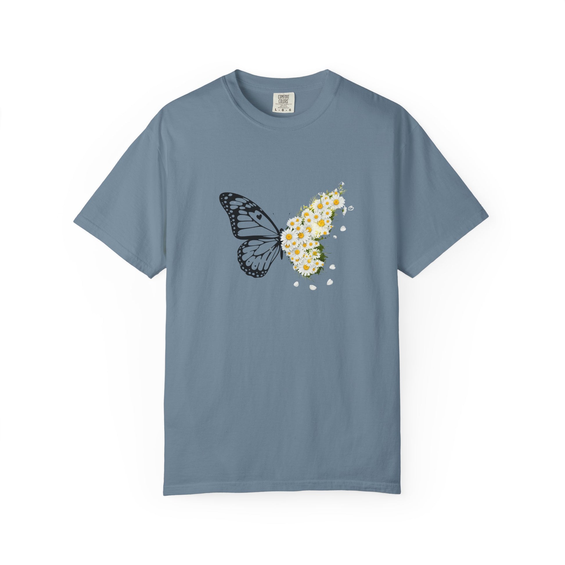 Comfort Colors® Butterfly Daisy T-shirt - Nature Floral Graphic Tee, Unisex Tee, Gift for Nature Lover, Whimsical Floral Shirt
