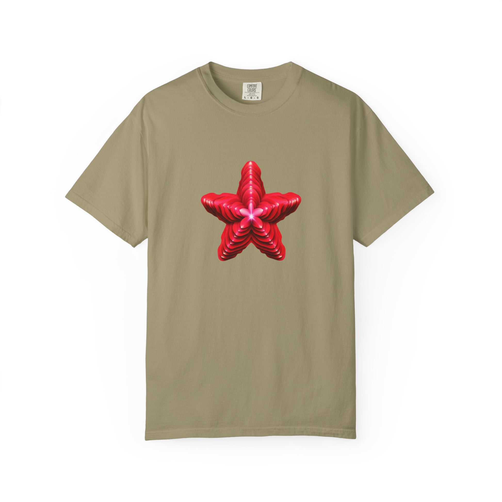 Comfort Colors® Red Star Flower T-shirt - Bold Artistic Graphic Tee, Red Star Tee, Flower Graphic Shirt, Bold Artistic Tee, Unique Pattern
