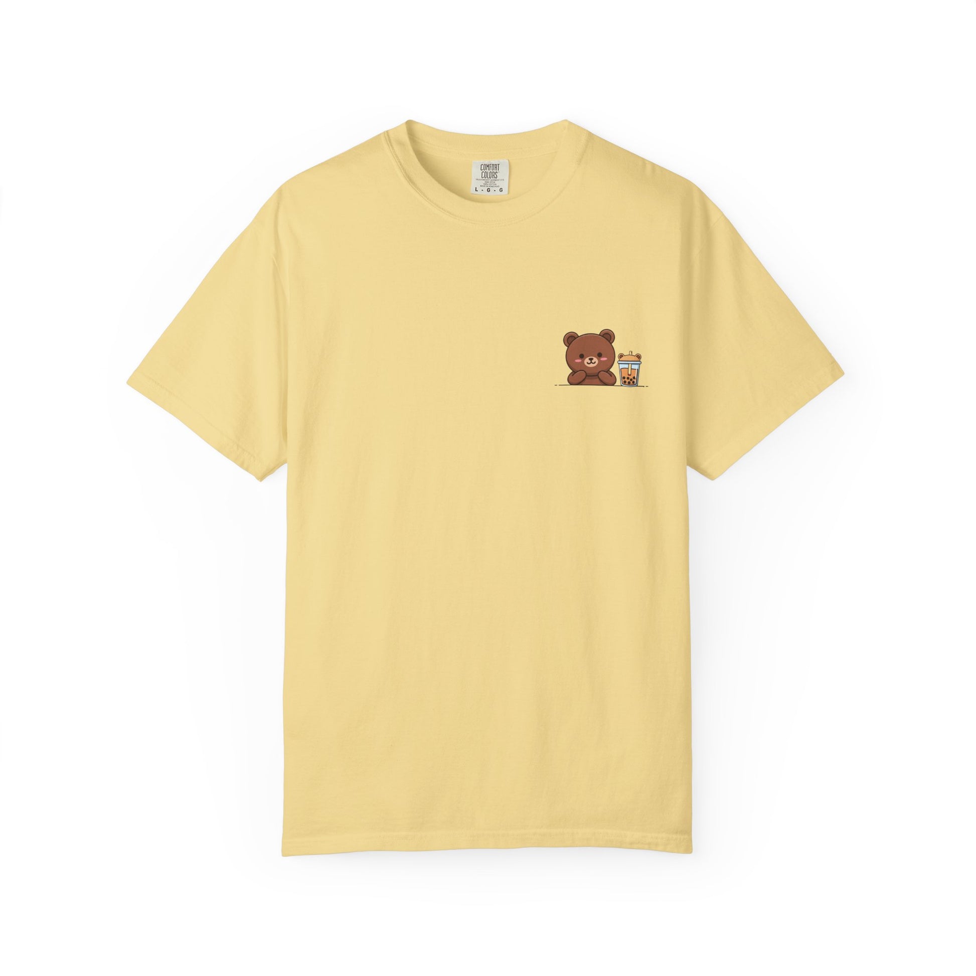 Comfort Colors® Cute Bear Bubble Tea T-Shirt, Kawaii Style Tee, Unisex Shirt, Adorable Animal Top, Garment-Dyed Tee