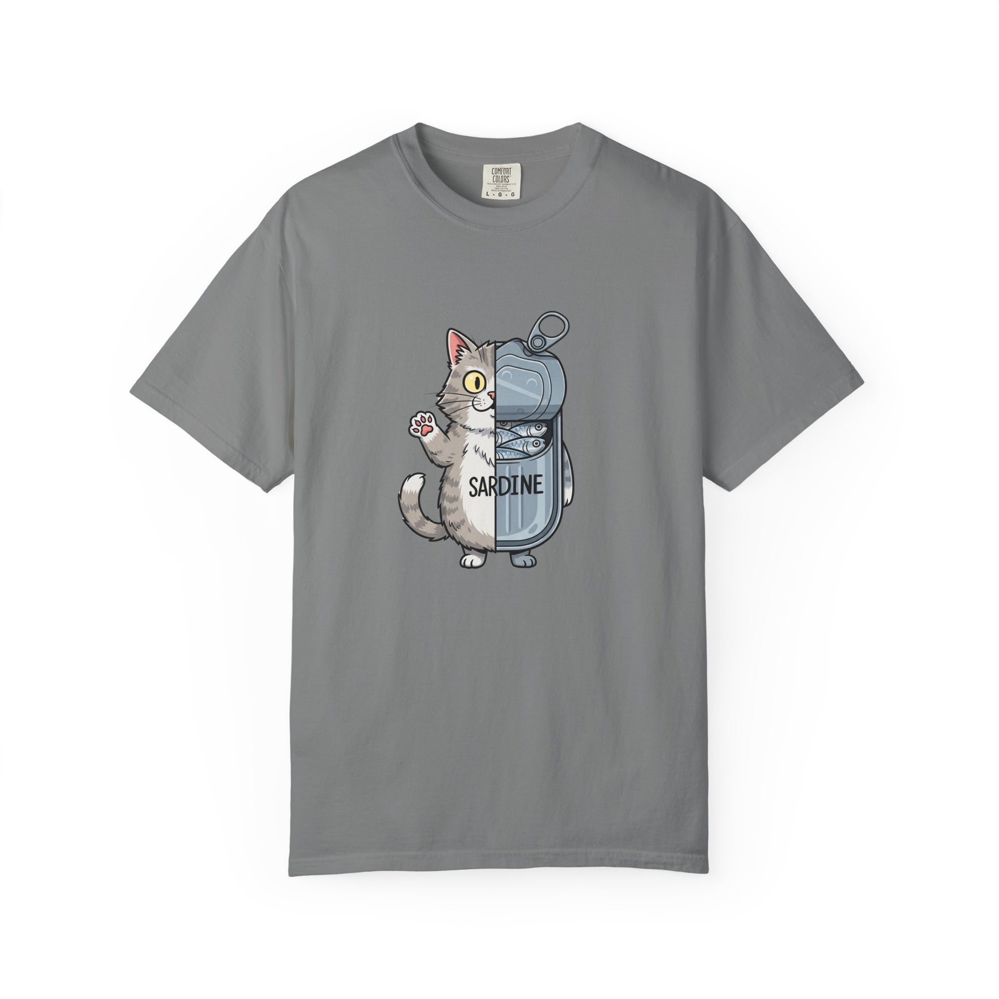 Comfort Colors® Sardine Cat Unisex T-Shirt - Funny Kitten Graphic Tee, Cat Lover Gift, Pet Lover Tee, Cat Themed Gift, Cute Cat Shirt