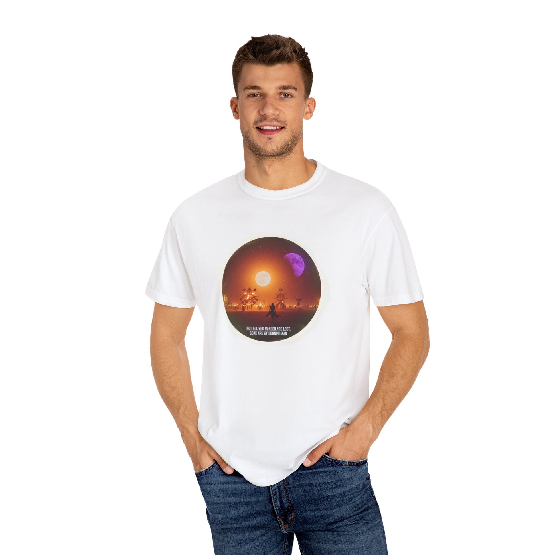 Burning Man 2025 Unisex Garment-Dyed T-shirt, Festival Wanderer Gift Shirt, Gift for Him or Her, Adventure Tee, Wanderlust Apparel