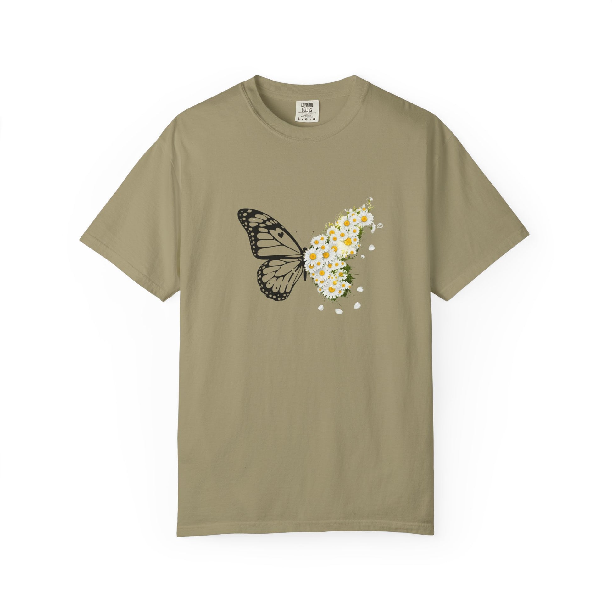 Comfort Colors® Butterfly Daisy T-shirt - Nature Floral Graphic Tee, Unisex Tee, Gift for Nature Lover, Whimsical Floral Shirt