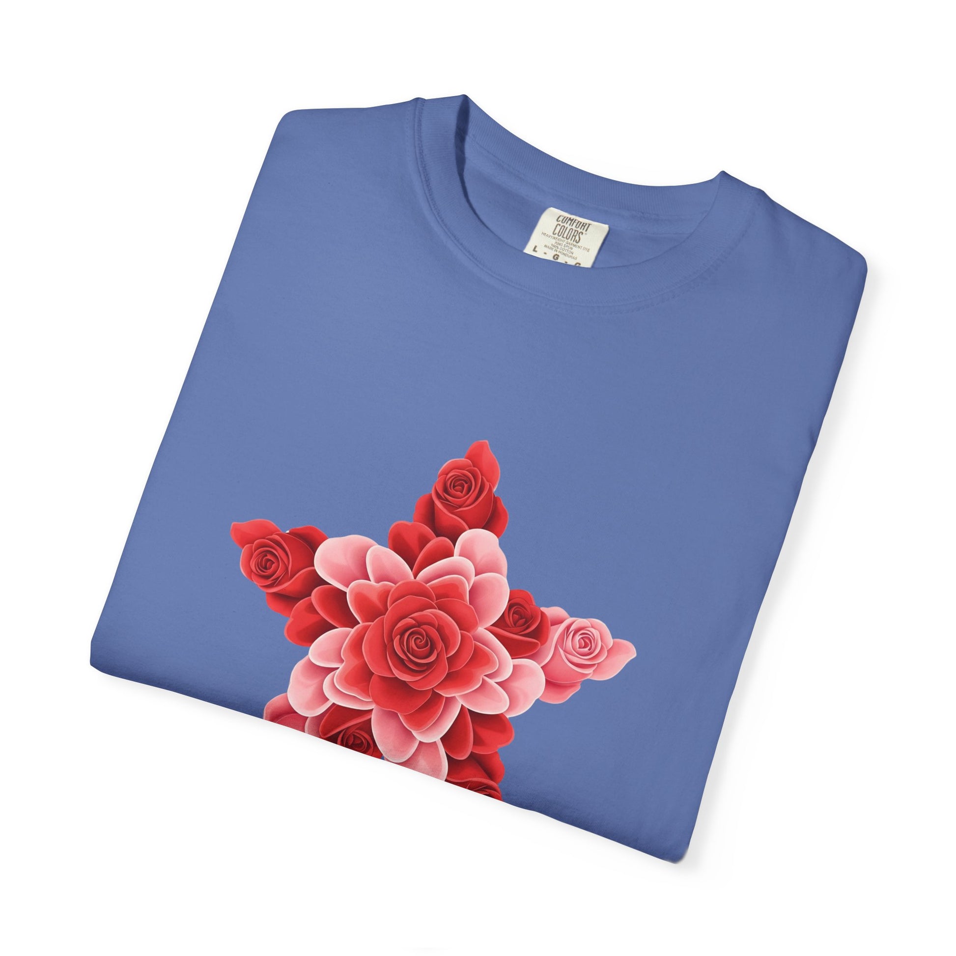 Comfort Colors Rose Star T-Shirt - Romantic Floral Graphic Tee, Rose Shirt Gift, Valentine's Day Tee, Nature Inspired Top, Love Themed