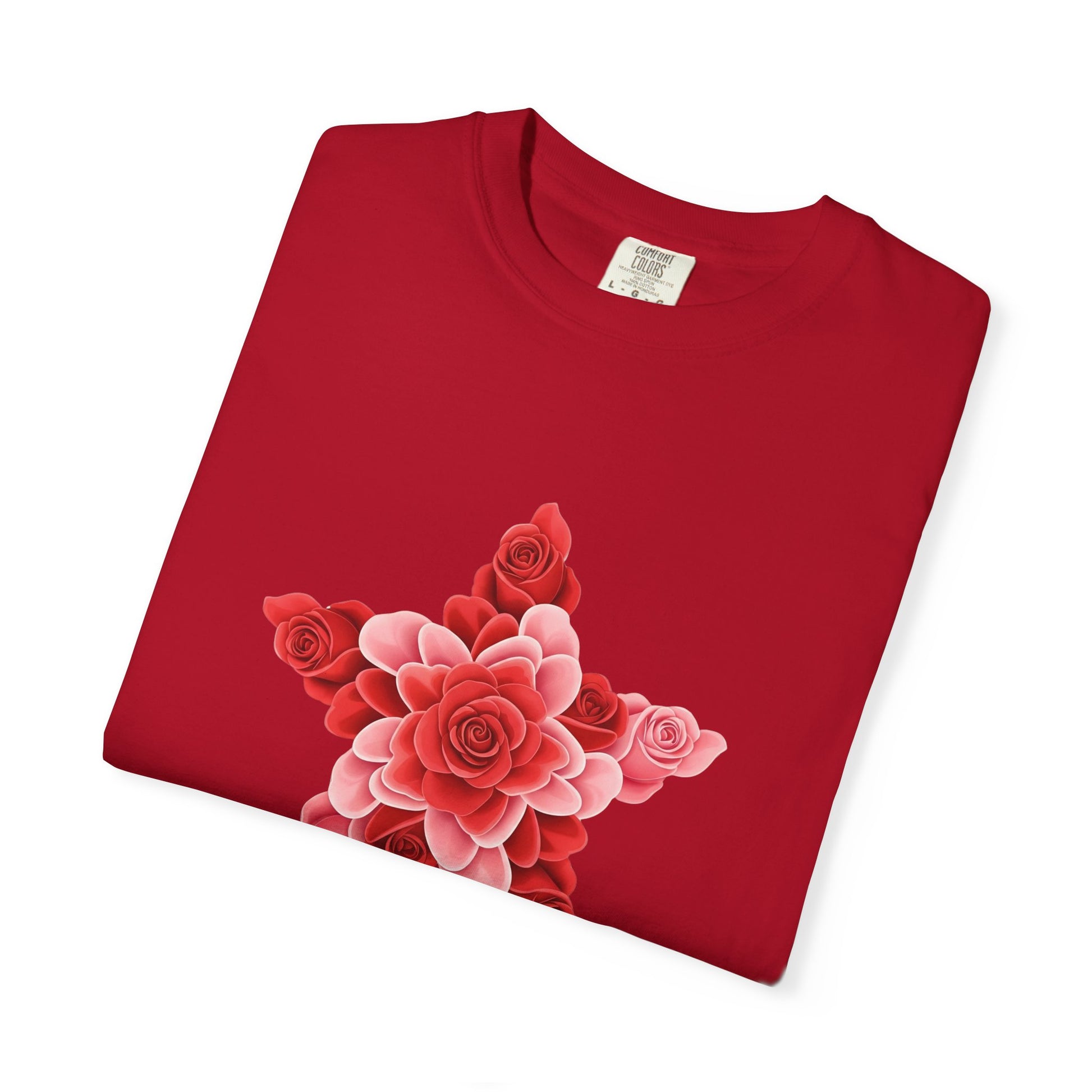 Comfort Colors Rose Star T-Shirt - Romantic Floral Graphic Tee, Rose Shirt Gift, Valentine's Day Tee, Nature Inspired Top, Love Themed